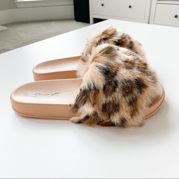 Super Jack Shoes - SuperJack Brown Leopard Faux Fur Sandals 407